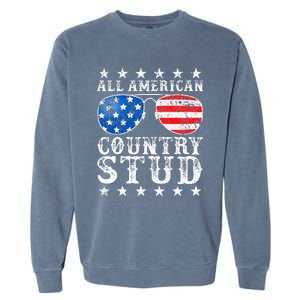 All American Stud Boy Country 4th Of July Usa Garment-Dyed Sweatshirt