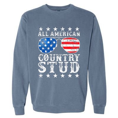 All American Stud Boy Country 4th Of July Usa Garment-Dyed Sweatshirt