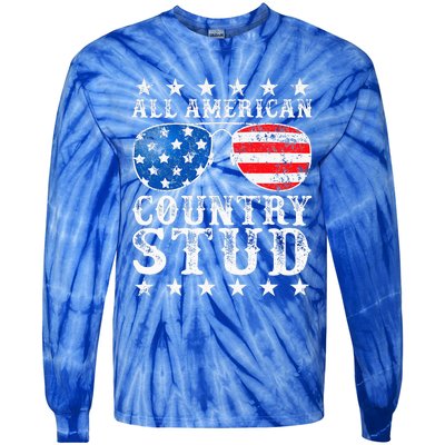 All American Stud Boy Country 4th Of July Usa Tie-Dye Long Sleeve Shirt