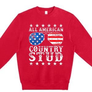 All American Stud Boy Country 4th Of July Usa Premium Crewneck Sweatshirt