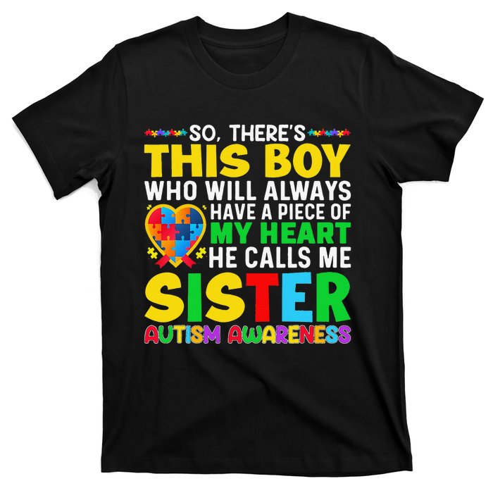 Autism Awareness Support Autistic Brother By Sister T-Shirt