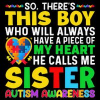 Autism Awareness Support Autistic Brother By Sister V-Neck T-Shirt