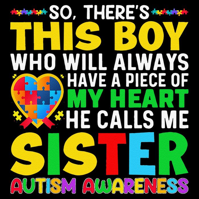 Autism Awareness Support Autistic Brother By Sister V-Neck T-Shirt