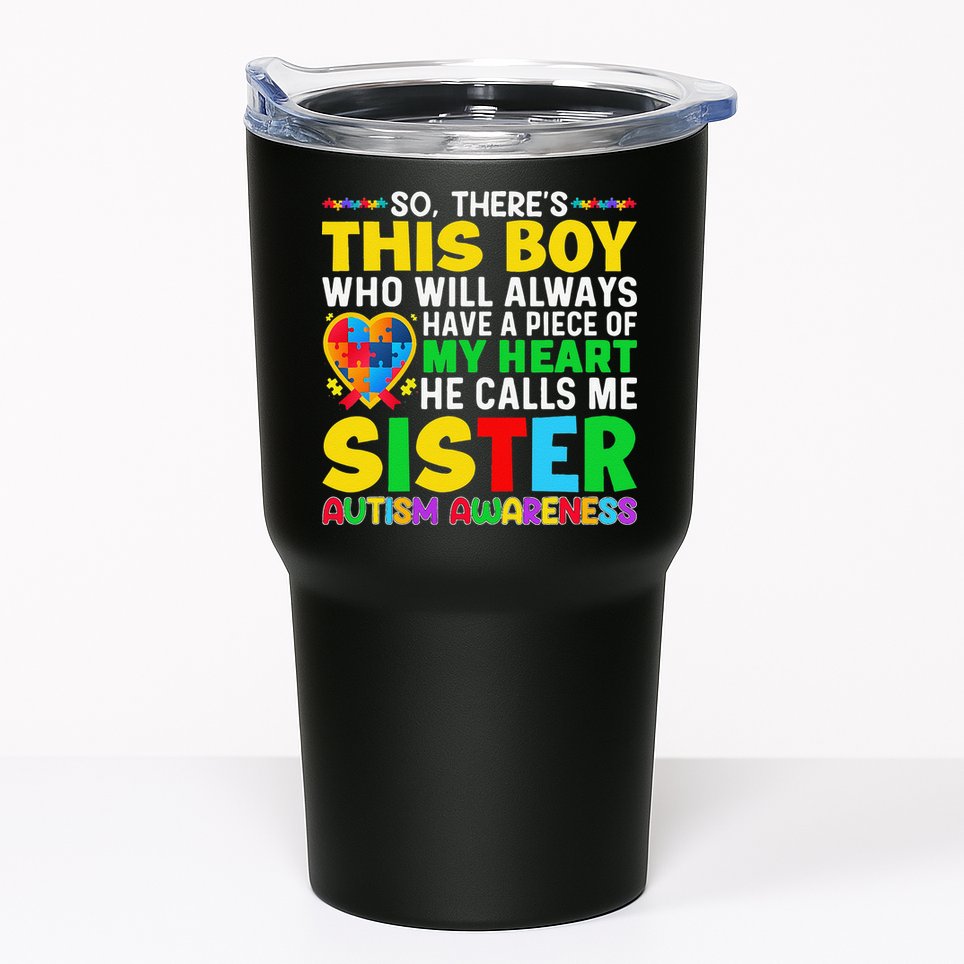Autism Awareness Support Autistic Brother By Sister Tumbler