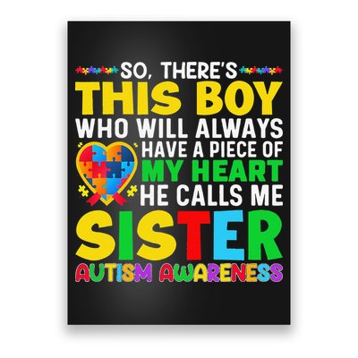 Autism Awareness Support Autistic Brother By Sister Poster
