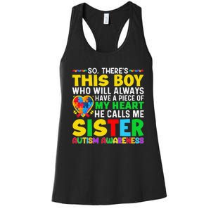 Autism Awareness Support Autistic Brother By Sister Women's Racerback Tank