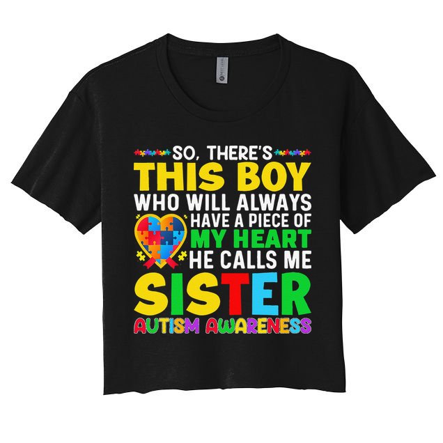 Autism Awareness Support Autistic Brother By Sister Crop Top