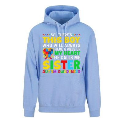 Autism Awareness Support Autistic Brother By Sister Unisex Surf Hoodie