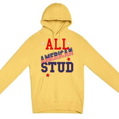 All American Stud Funny Stars Stripes Cool Independence Usa Funny Gift Premium Pullover Hoodie