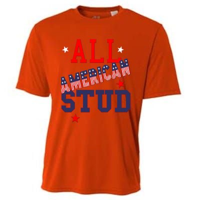 All American Stud Funny Stars Stripes Cool Independence Usa Funny Gift Cooling Performance Crew T-Shirt