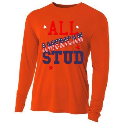 All American Stud Funny Stars Stripes Cool Independence Usa Funny Gift Cooling Performance Long Sleeve Crew