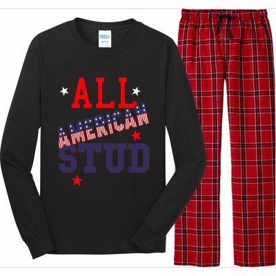 All American Stud Funny Stars Stripes Cool Independence Usa Funny Gift Long Sleeve Pajama Set