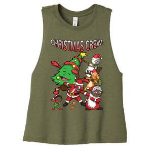 African American Santa Claus Black Christmas Crew Dabbing Women's Racerback Cropped Tank