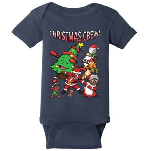 African American Santa Claus Black Christmas Crew Dabbing Baby Bodysuit