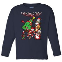 African American Santa Claus Black Christmas Crew Dabbing Toddler Long Sleeve Shirt