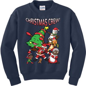 African American Santa Claus Black Christmas Crew Dabbing Kids Sweatshirt