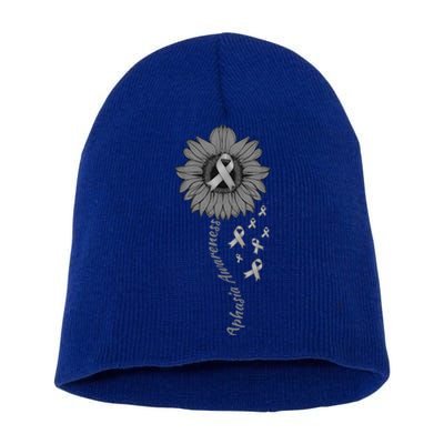 Aphasia Awareness Sunflower Gift Short Acrylic Beanie