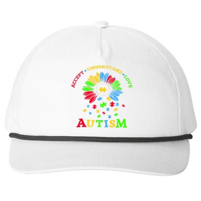 Autism Awareness Sunflower Puzzle Accept Understand Love Snapback Five-Panel Rope Hat