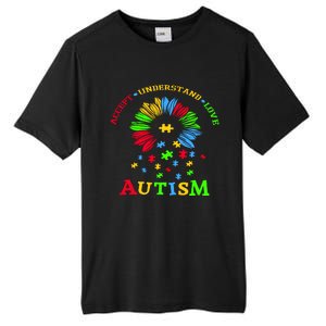 Autism Awareness Sunflower Puzzle Accept Understand Love Tall Fusion ChromaSoft Performance T-Shirt