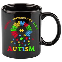 Autism Awareness Sunflower Puzzle Accept Understand Love 11oz C Handle Ceramic Mug