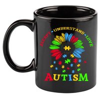 Autism Awareness Sunflower Puzzle Accept Understand Love 11oz C Handle Ceramic Mug