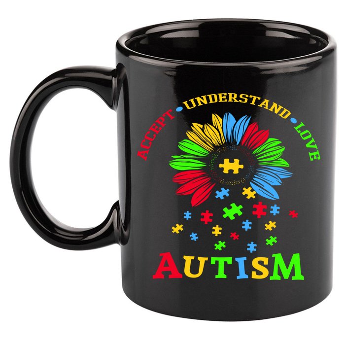Autism Awareness Sunflower Puzzle Accept Understand Love 11oz C Handle Ceramic Mug