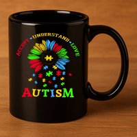 Autism Awareness Sunflower Puzzle Accept Understand Love 11oz C Handle Ceramic Mug