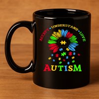 Autism Awareness Sunflower Puzzle Accept Understand Love 11oz C Handle Ceramic Mug