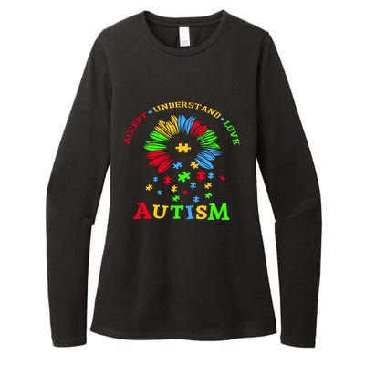 Autism Awareness Sunflower Puzzle Accept Understand Love Womens CVC Long Sleeve Shirt