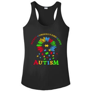 Autism Awareness Sunflower Puzzle Accept Understand Love Ladies PosiCharge Competitor Racerback Tank