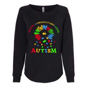 Autism Awareness Sunflower Puzzle Accept Understand Love Womens California Wash Sweatshirt