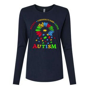 Autism Awareness Sunflower Puzzle Accept Understand Love Womens Cotton Relaxed Long Sleeve T-Shirt