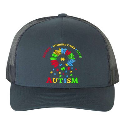 Autism Awareness Sunflower Puzzle Accept Understand Love Yupoong Adult 5-Panel Trucker Hat