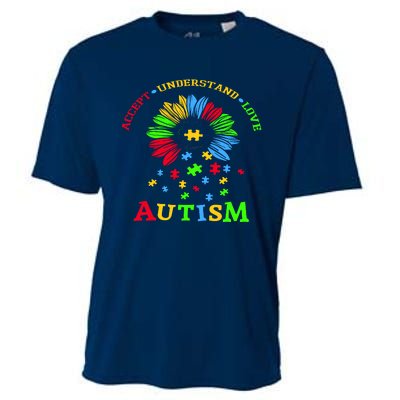 Autism Awareness Sunflower Puzzle Accept Understand Love Cooling Performance Crew T-Shirt