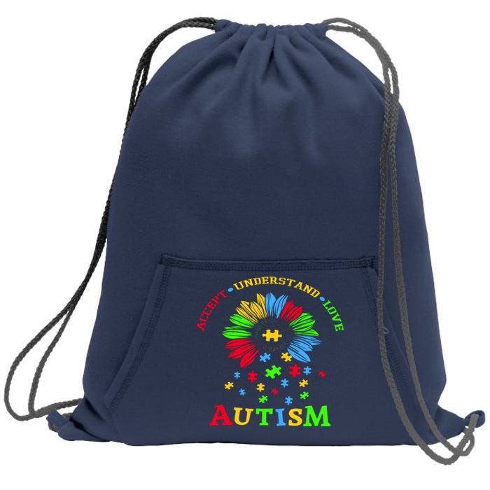 Autism Awareness Sunflower Puzzle Accept Understand Love Sweatshirt Cinch Pack Bag