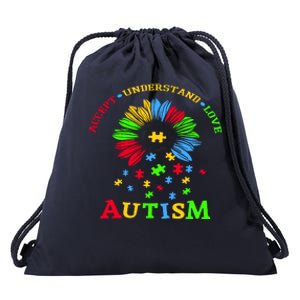 Autism Awareness Sunflower Puzzle Accept Understand Love Drawstring Bag