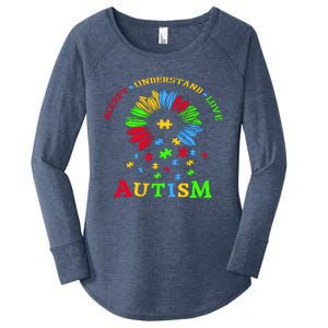 Autism Awareness Sunflower Puzzle Accept Understand Love Women's Perfect Tri Tunic Long Sleeve Shirt