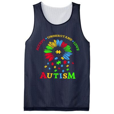 Autism Awareness Sunflower Puzzle Accept Understand Love Mesh Reversible Basketball Jersey Tank