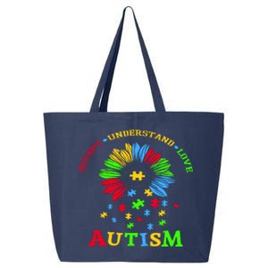 Autism Awareness Sunflower Puzzle Accept Understand Love 25L Jumbo Tote