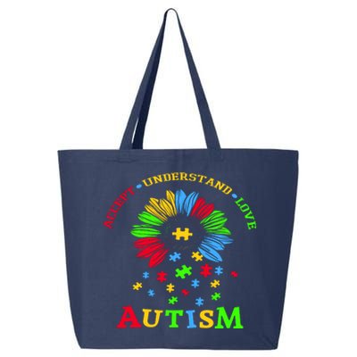 Autism Awareness Sunflower Puzzle Accept Understand Love 25L Jumbo Tote