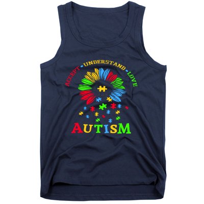 Autism Awareness Sunflower Puzzle Accept Understand Love Tank Top