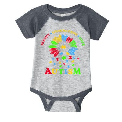 Autism Awareness Sunflower Puzzle Accept Understand Love Infant Baby Jersey Bodysuit