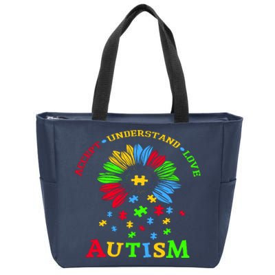 Autism Awareness Sunflower Puzzle Accept Understand Love Zip Tote Bag