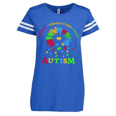 Autism Awareness Sunflower Puzzle Accept Understand Love Enza Ladies Jersey Football T-Shirt