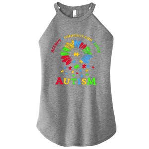 Autism Awareness Sunflower Puzzle Accept Understand Love Women's Perfect Tri Rocker Tank