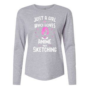 Anime And Sketching, Just A Who Loves Anime Womens Cotton Relaxed Long Sleeve T-Shirt