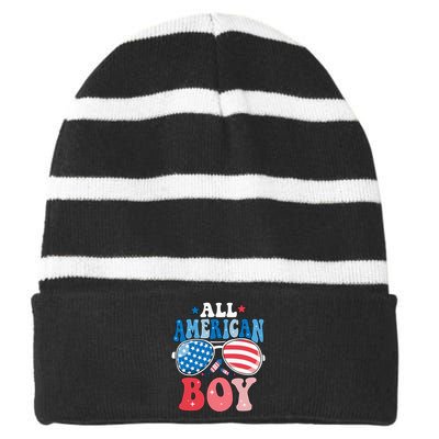 All American Sunglasses 4th of July Family Matching Striped Beanie with Solid Band