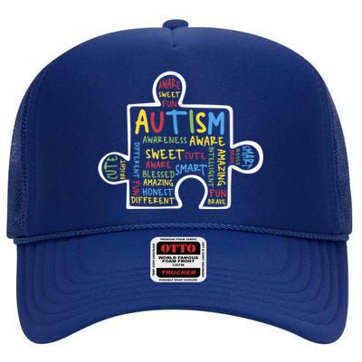 Autism Awareness Shirt Puzzle Piece Wo Tee Gifts for Mom High Crown Mesh Back Trucker Hat