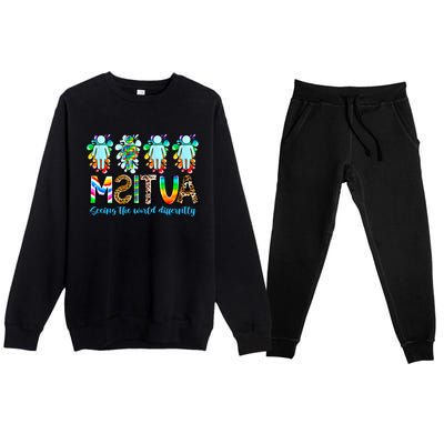 Autism Awareness Seeing The World Differently Gift Premium Crewneck Sweatsuit Set