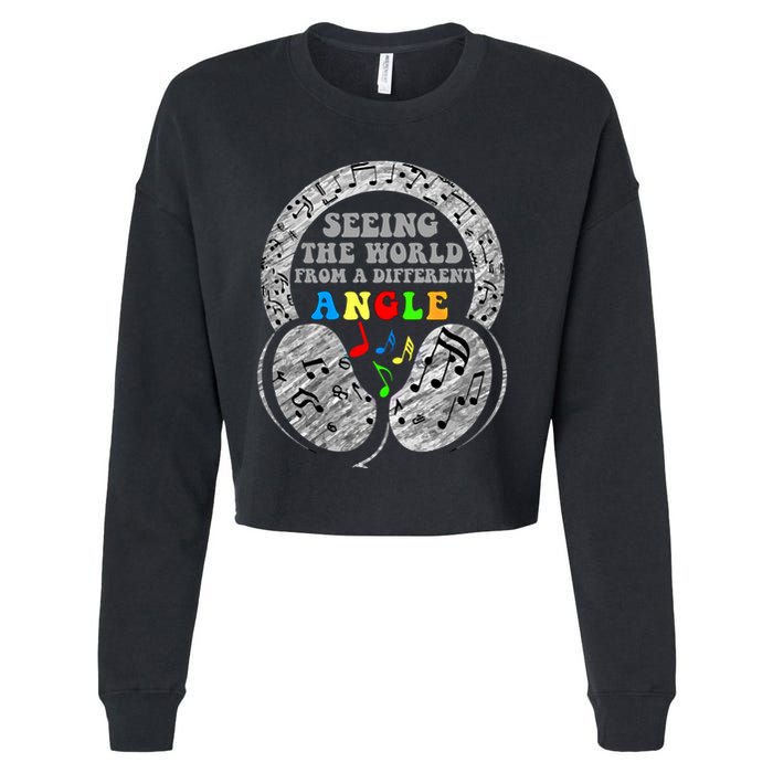 Autism Awareness Seeing The World From A Different Angle Gift Cropped Pullover Crew